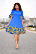 SISI BLUE AFRICAN PRINT DRESS - Origin Trends