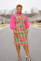 AKOTO PINK AFRICAN PRINT DRESS - Origin Trends