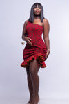 Elize Red African Print Dress