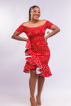 Hadzi Red African Print Dress