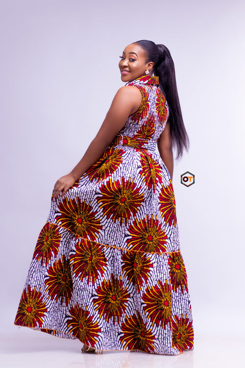 Zame African Print Maxi Dress
