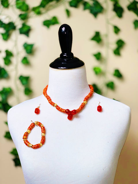 AFRICAN GLASS BEADS NECKLACE