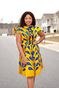 XEVI YELLOW AFRICAN PRINT DRESS - Origin Trends