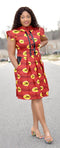 XEVI RED AFRICAN PRINT DRESS - Origin Trends